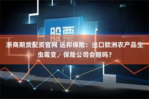 浙商期货配资官网 远邦保险：出口欧洲农产品生虫霉变，保险公司会赔吗？